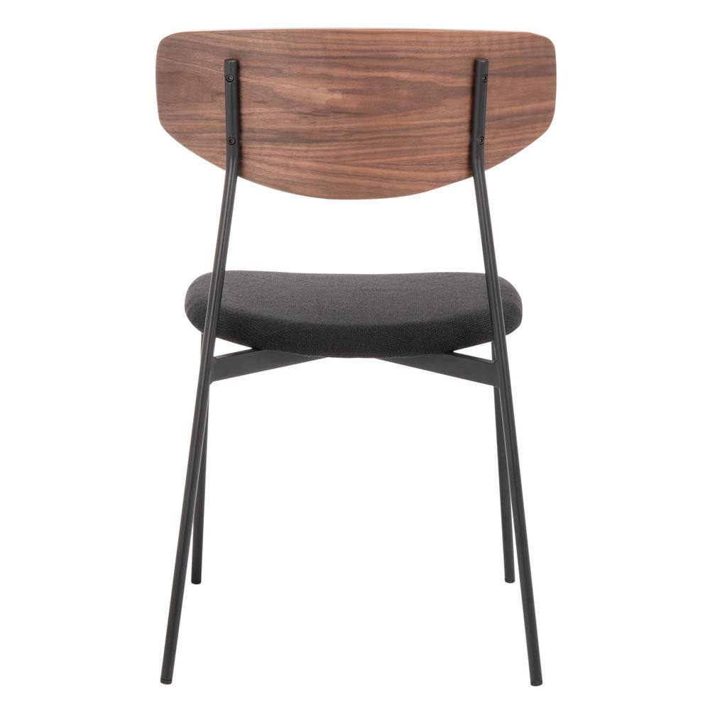 Walnut and Black Upholstered Metal Side Chair Set