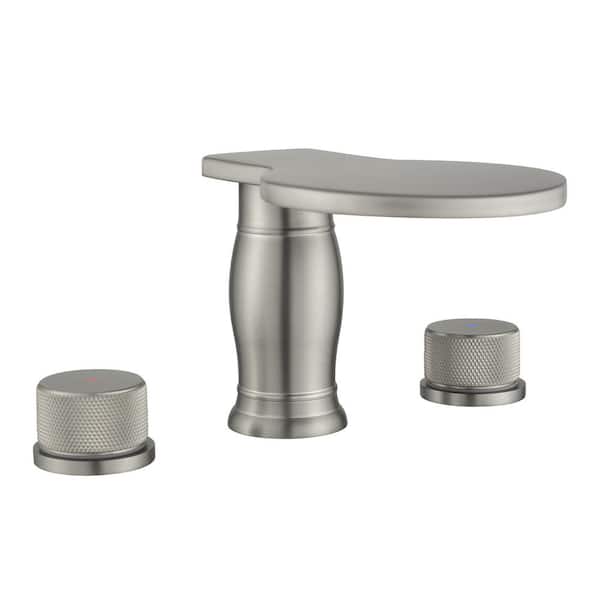 Unbranded 8 in. Widespread 2-Handle Bathroom Faucet with Waterfall in Brushed Nickel