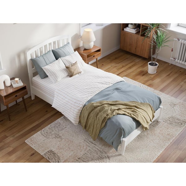 AFI Quincy White Solid Wood Frame Twin XL Low Profile Platform Bed