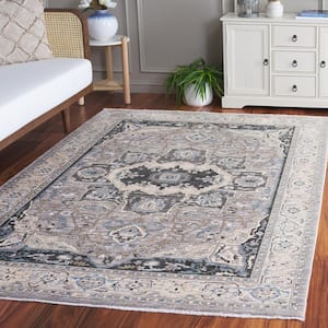 Artifact Gray/Ivory 6 ft. x 9 ft. Border Ornate Medallion Area Rug