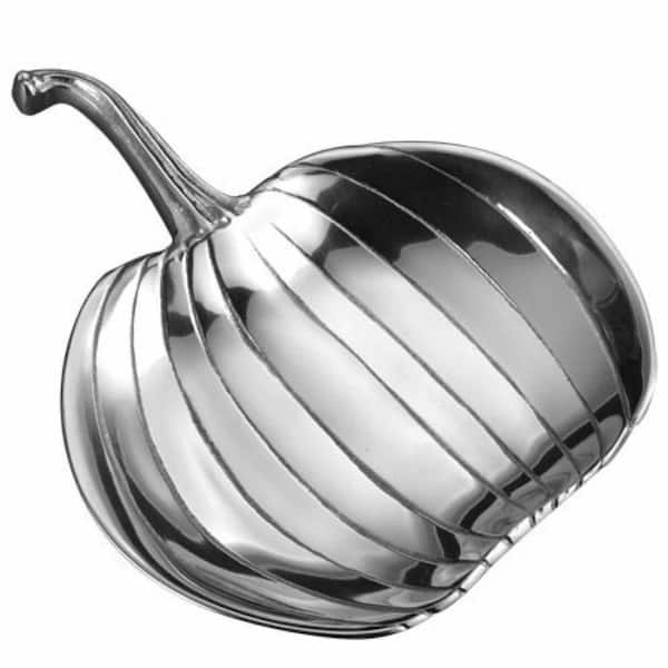 HomeRoots Amelia 14 in. W x 1 in. H x 14 in. D Novelty Silver Stainless Steel Dinnerware and Serving Storage
