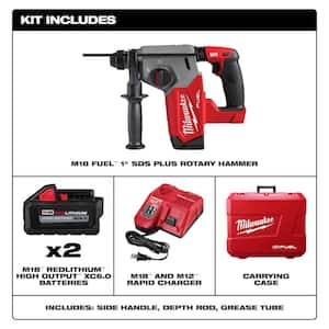 M18 FUEL 18V Lithium-Ion Brushless 1 in. Cordless SDS-Plus Rotary Hammer Kit with Two 6.0 Ah Batteries, Hard Case