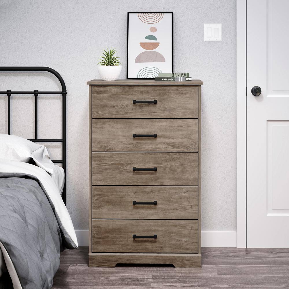 Rustic Brown Farmhouse 5-Drawer Vertical Dresser