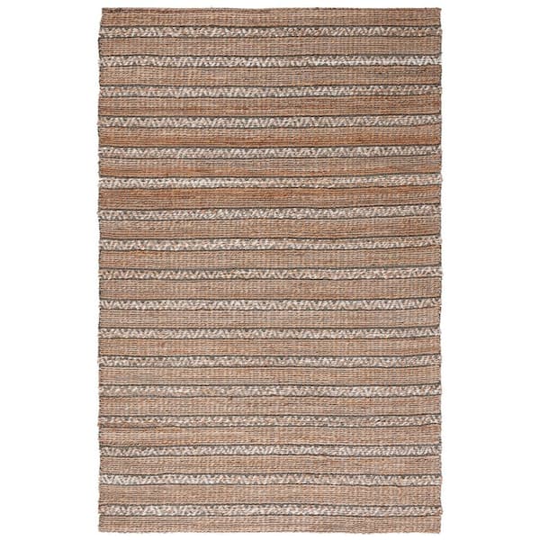 SAFAVIEH Natural Fiber Olive/Beige 9 ft. x 12 ft. Striped Woven Area Rug