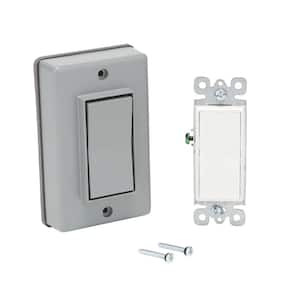 1-Gang Metal Weatherproof Single Decorator Switch and Electrical Cover Kit, Gray