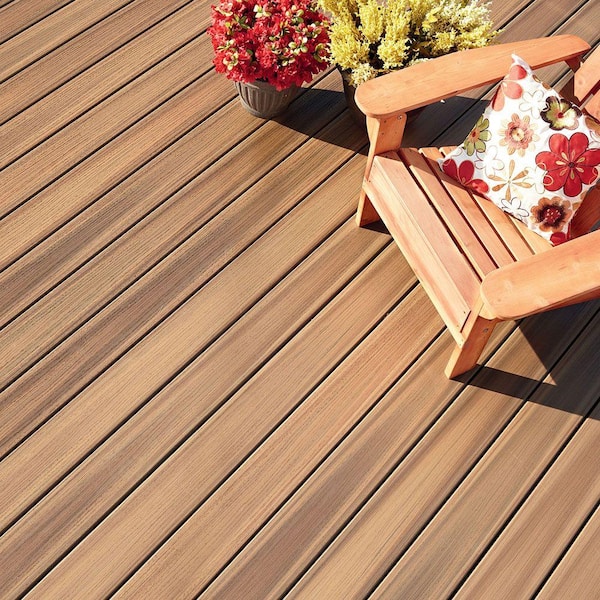 Paramount 1 in. x 5-4/9 in. x 20 ft. Brownstone Grooved Edge Capped Cellular PVC Decking Board