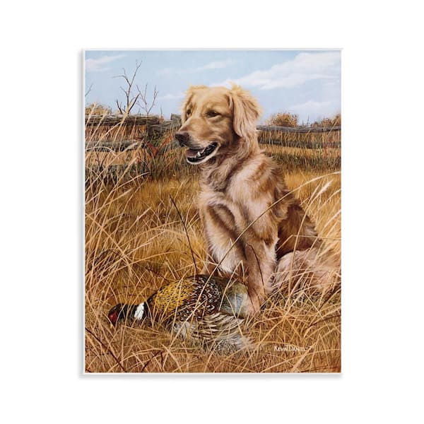 Stupell Industries Hunting Dog and Pheasant by Kevin Daniel Unframed Animal Graphic Art Print 14 in. x 11 in.
