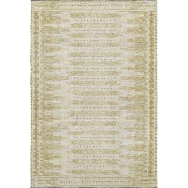 Mayfield Premium Machine Washable Abstract AMF1917 Gold 5 ft. x 7 ft. 6 in. Area Rug
