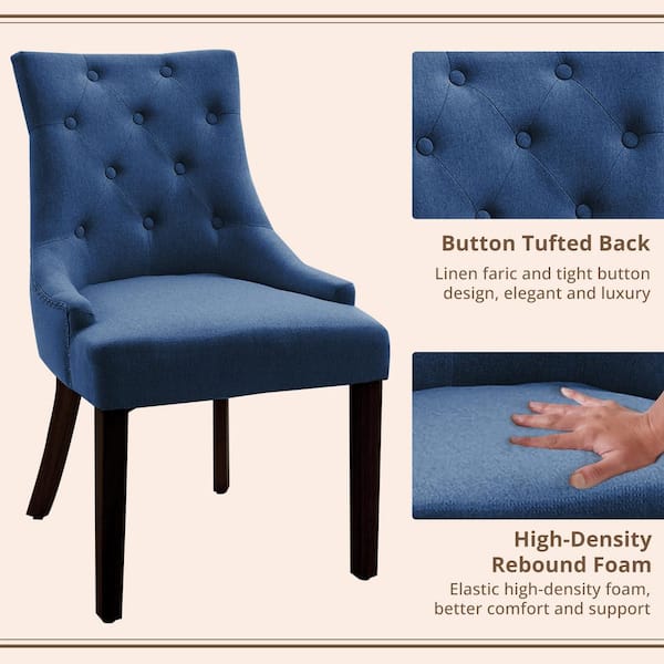 Mydepot Blue Velvet Upholstered Dining Chairs Side Chair Set of 2