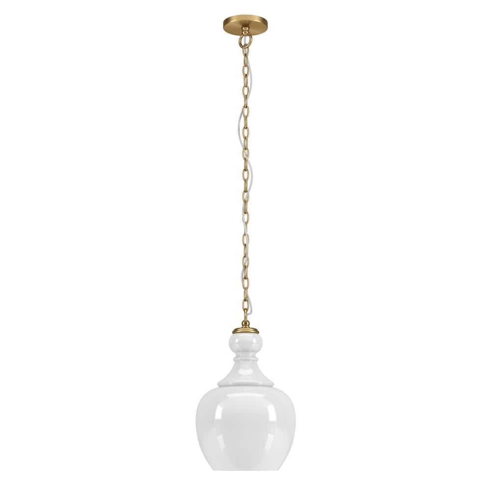 Evelyn&Zoe Industrial Pendant with White Milk Glass Shade  11