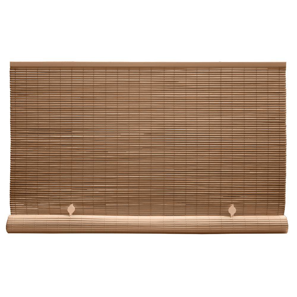 Cordless Woodgrain PVC Roll-Up Outdoor Blackout Shade 36" x 72"