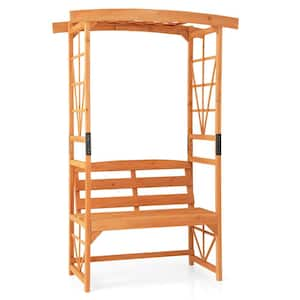 75 in. x 48 in. Wood Patio Garden Arbor with Pergola Bench 2-Trellises for Climbing Plants Vines Grapes