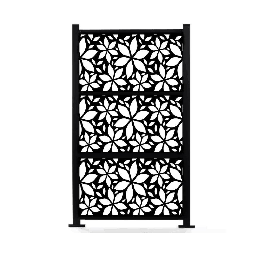 Ejoy 72 in. x 38 in. New Style Metal Art Laser Cut Metal Black Privacy ...