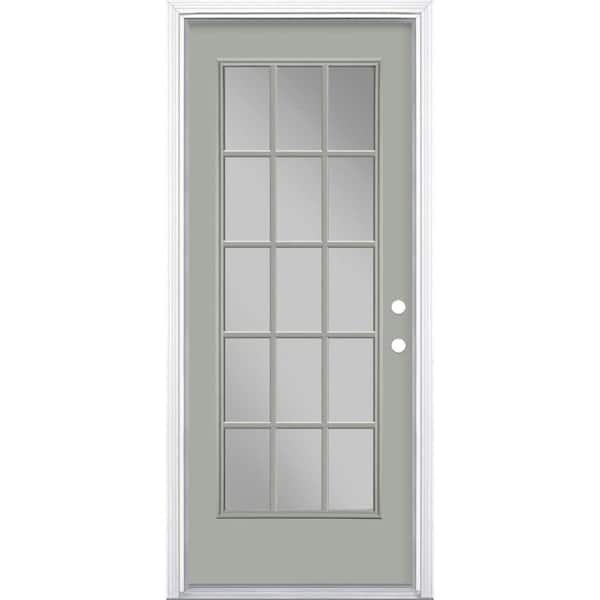 Masonite 32 in. x 80 in. 15 Lite Left Hand Inswing Painted Steel Prehung Front Exterior Door with Brickmold