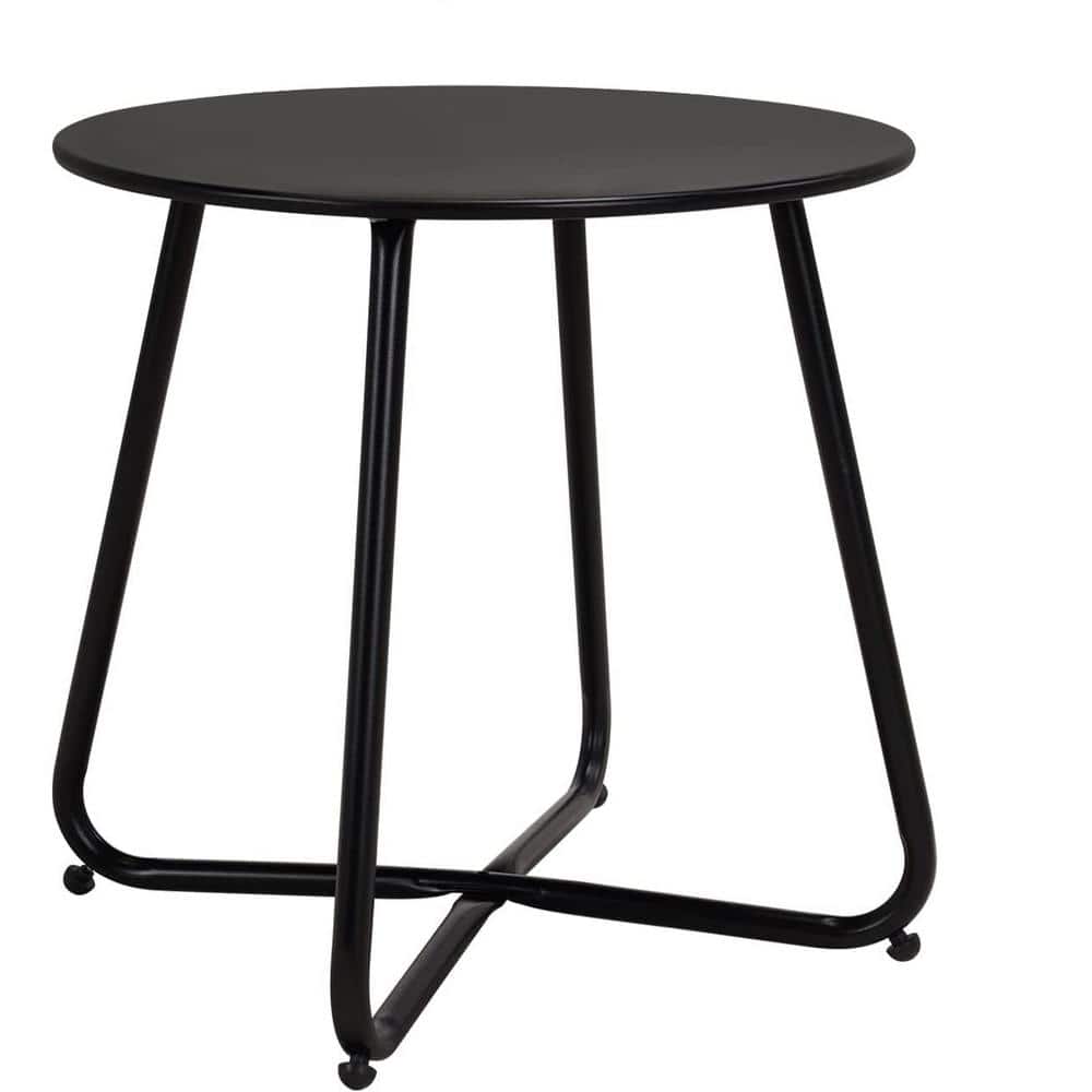 18 in. Black Metal Outdoor Side Table