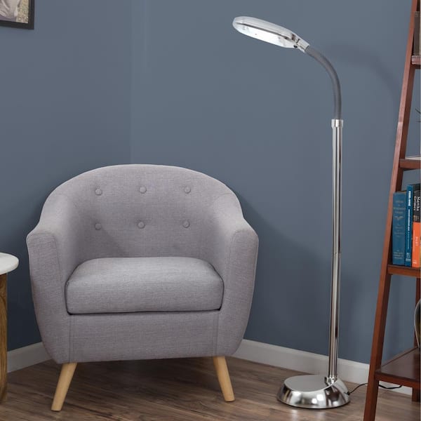 Lavish Home Deluxe Sunlight 55 in. Silver Floor Lamp