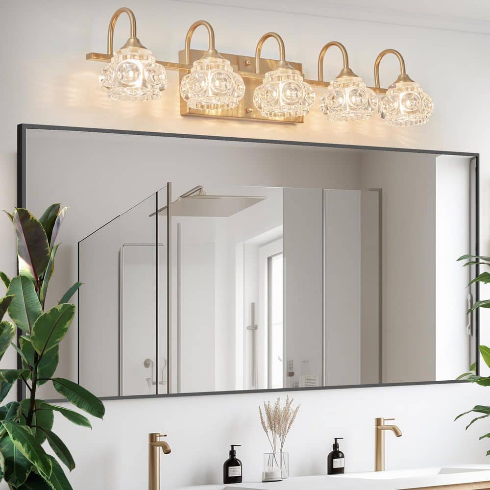 29 in. 5-Light Gold Vanity Light with Clear Crystal Shade price history on PriceWatchPro