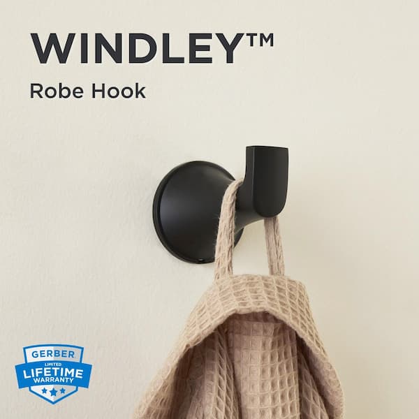 Windley J-Hook Robe Hook in Satin Black