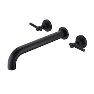 Modern 2-Handle Wall Mounted Roman Tub Faucet with Spot Resistant in Matte Black