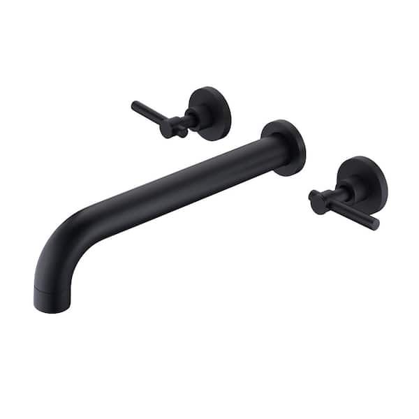 SUMERAIN Modern 2-Handle Wall Mounted Roman Tub Faucet with Spot Resistant in Matte Black