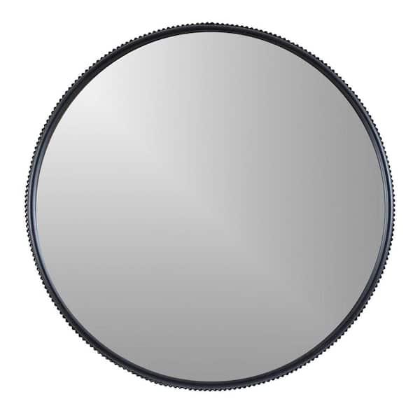 MH LONDON Wessex 23 in. H x 23 in. W Modern Round Framed Black Wall Hanging Accent Mirror