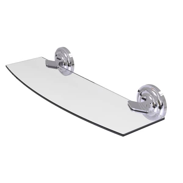 Allied Brass Que New 18 in. L x in. H x in. W Clear Glass Bathroom Shelf  in Polished Chrome QN-33/18-PC The Home Depot