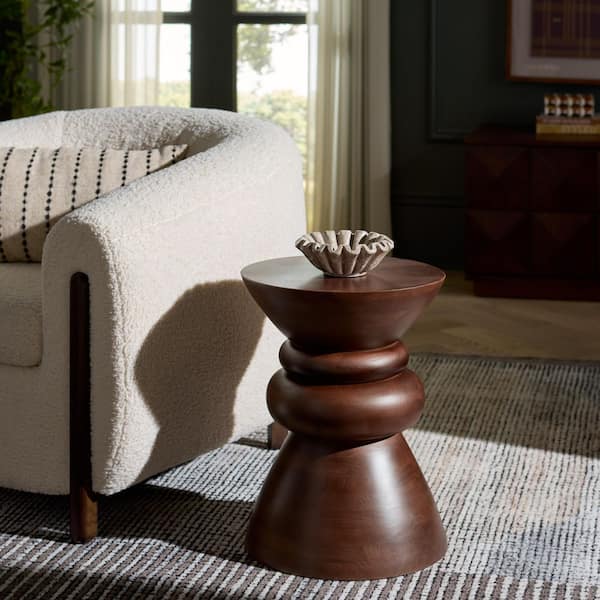 Ignacio 14 in. Walnut Wood Round End Table