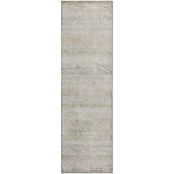 Mayfield Premium Machine Washable Abstract AMF2154 Putty 2 ft. x 7 ft. Runner Rug