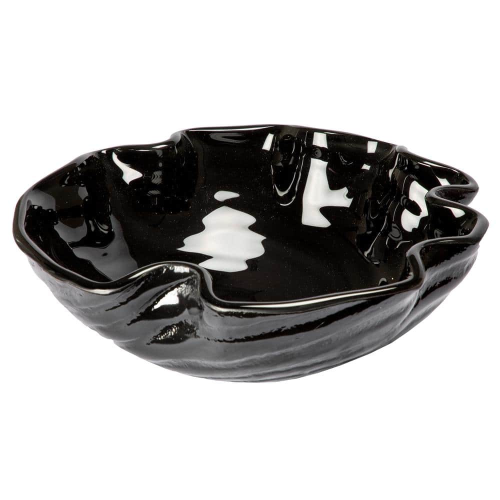 Midnight Wave 16.25'' Black Tempered Glass Vessel Sink