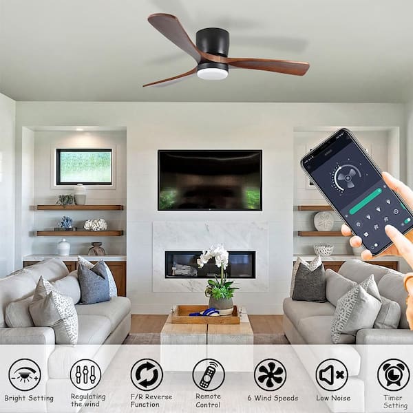 MODERN HABITAT 42 in. Integrated LED Indoor Flush Mount Black