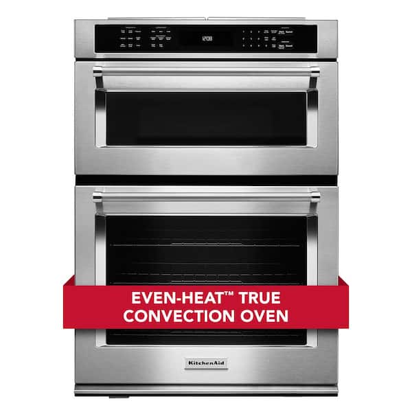 KitchenAid 30 in. Electric Even-Heat True Convection Wall Oven with Built-In Microwave in Stainless Steel