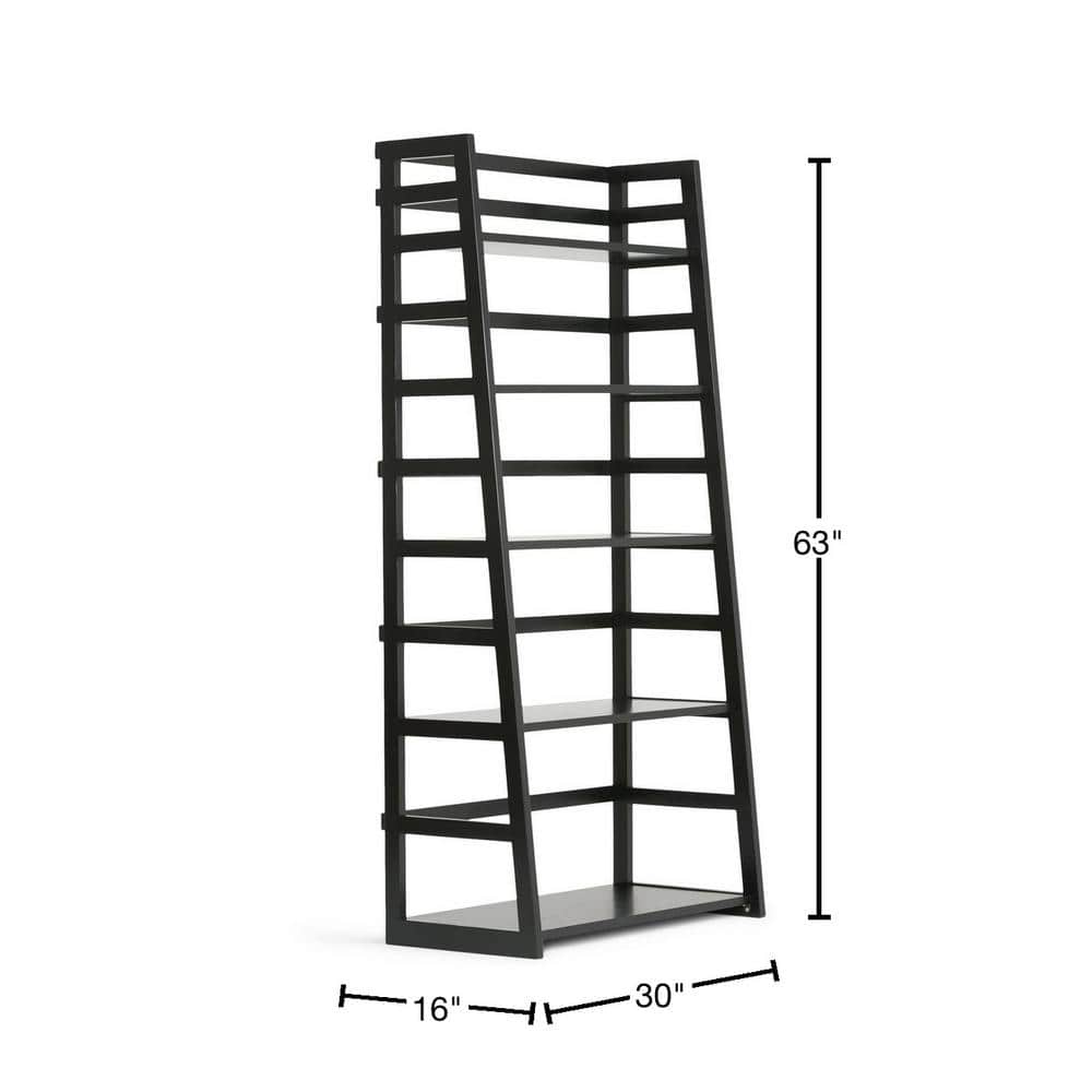 Acadian Solid Wood 30" Transitional Black Ladder Shelf