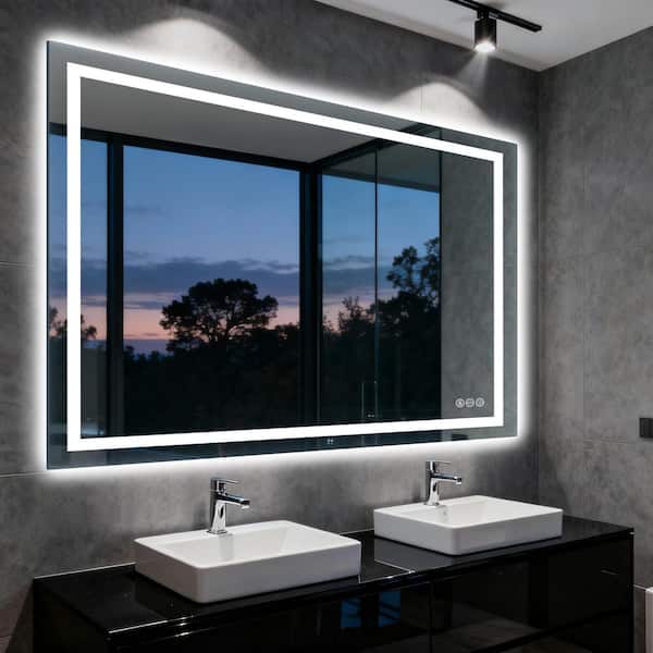 36 in. W x 48 in. H Rectangular Frameless Anti-Fog LED Front Light Backlit Wall Mirror Bathroom Vanity Mirror