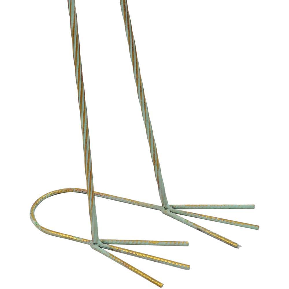 Golden and Blue Iron Crane Garden Statue Set, 40-inch