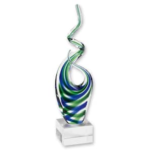 Ocean - Blue /Green Murano Style Art Glass 14 in. Abstract Centerpiece