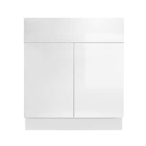 Valencia Assembled 24 in. W x 24 in. D x 34.5 in. H in Gloss White Plywood Assembled Base Kitchen Cabinet