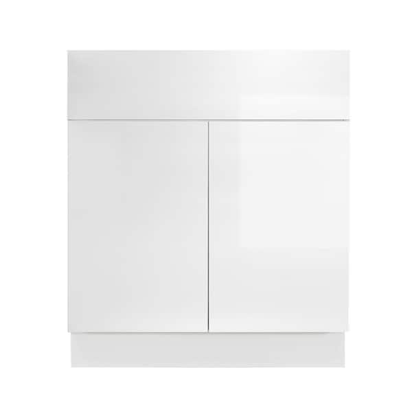 LIFEART CABINETRY Valencia Assembled 24 in. W x 24 in. D x 34.5 in. H in Gloss White Plywood Assembled Base Kitchen Cabinet