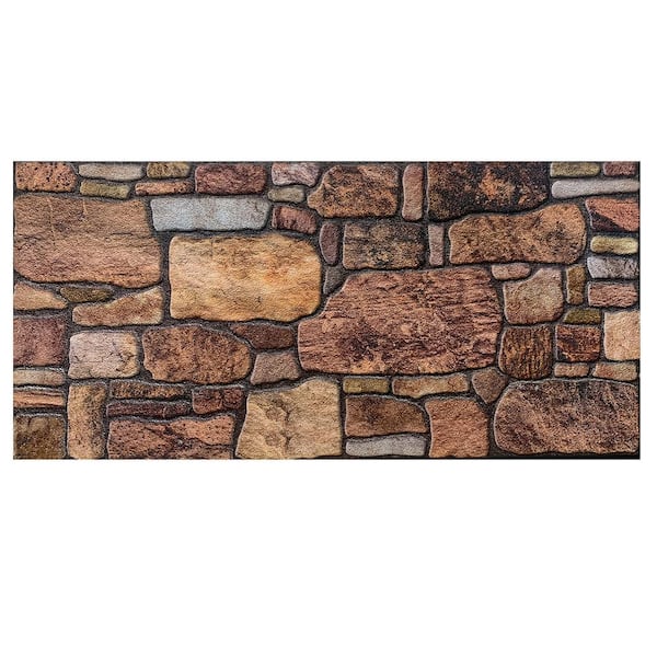 Falkirk Uffcott II 39.4 in. x 19.7 in. Copper Brown Sepia Faux Stone Styrofoam 3D Decorative Wall Panel (10-Pack)