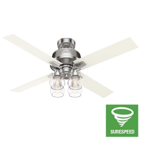 Hunter Vivien 52 in. LED Indoor Brushed Nickel Ceiling Fan with Light Kit and Remote