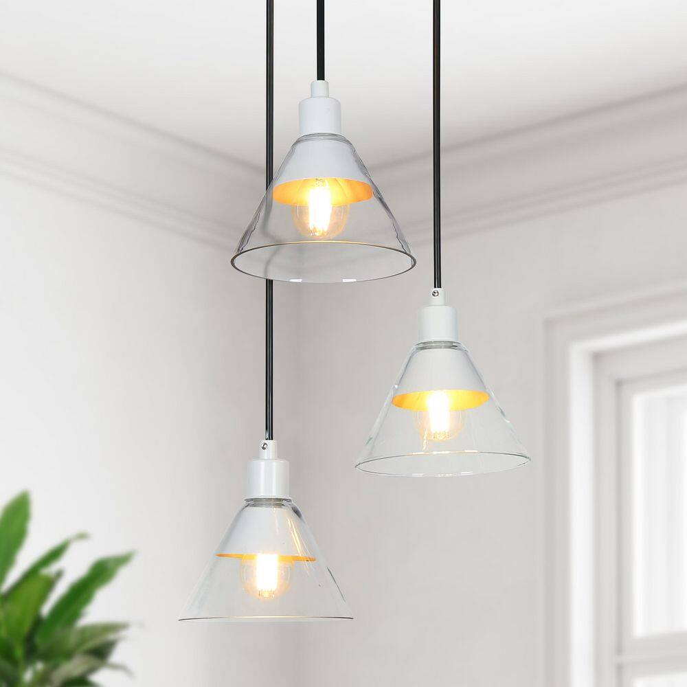 3-Light Flat White Island Chandelier with Clear Glass Shades price history on PriceWatchPro