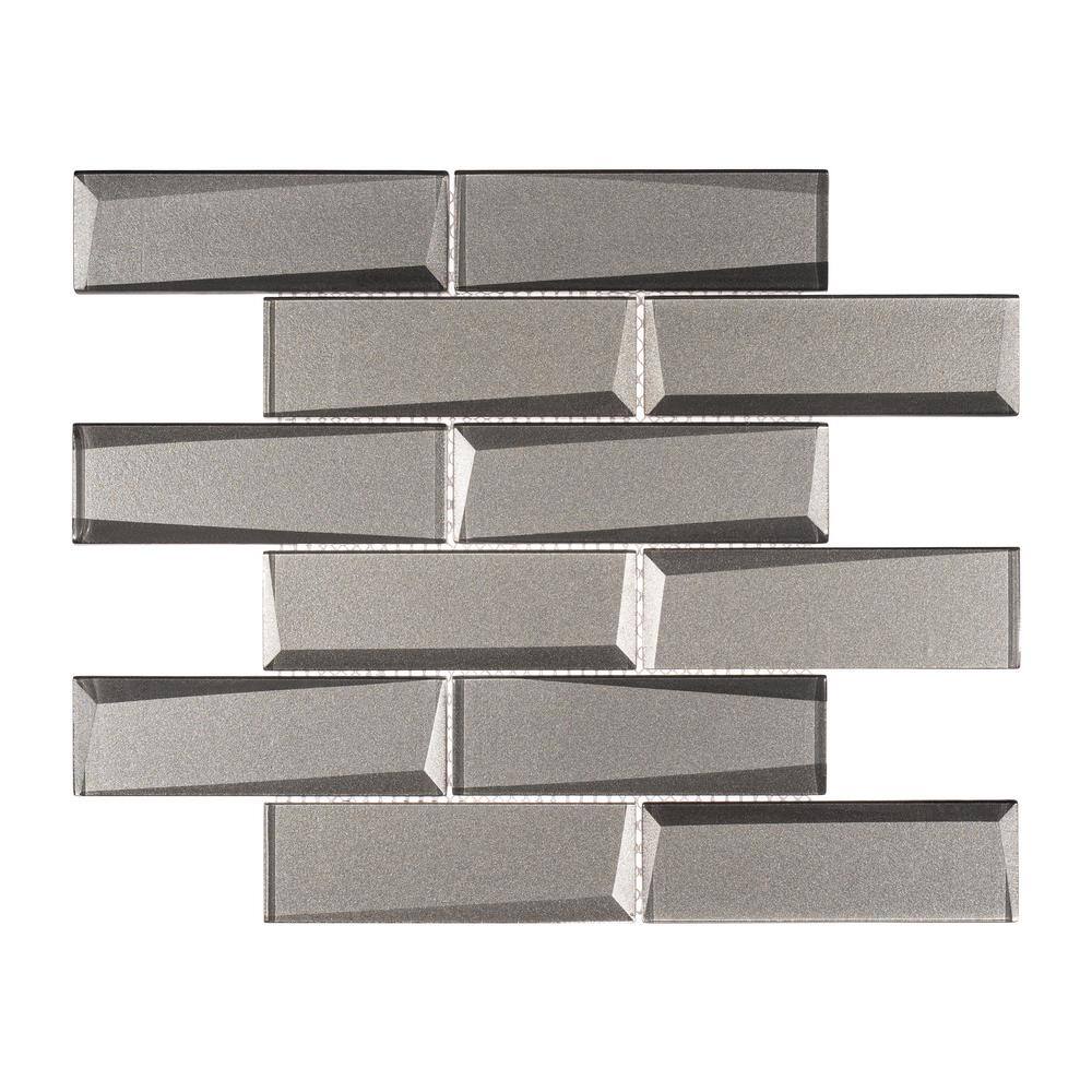 Daazen 11.75'' x 12'' Polished Gray Glass Mosaic Tile Sheet