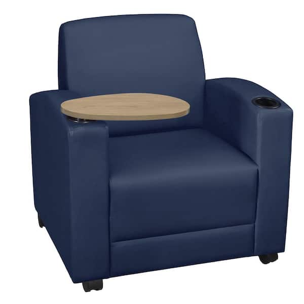 Regency 31 in. Blue Vinyl Fabric Tablet Arm Loveseat
