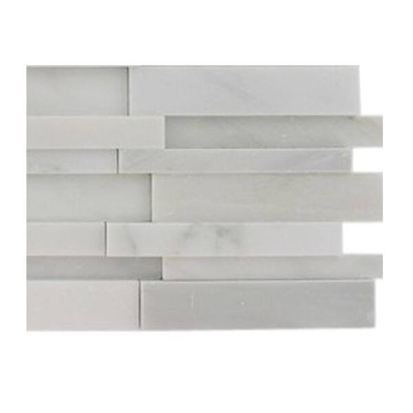 Splashback Tile Dimension 3D Brick Asian Statuary Pattern Marble Mosaic Floor and Wall Tile - 3 in. x 6 in. x 8 mm Tile Sample