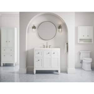 Hearthaven 36 in. W x 18 in. D x 36 in. H Single Sink Freestanding Bath Vanity in White with Quartz Top