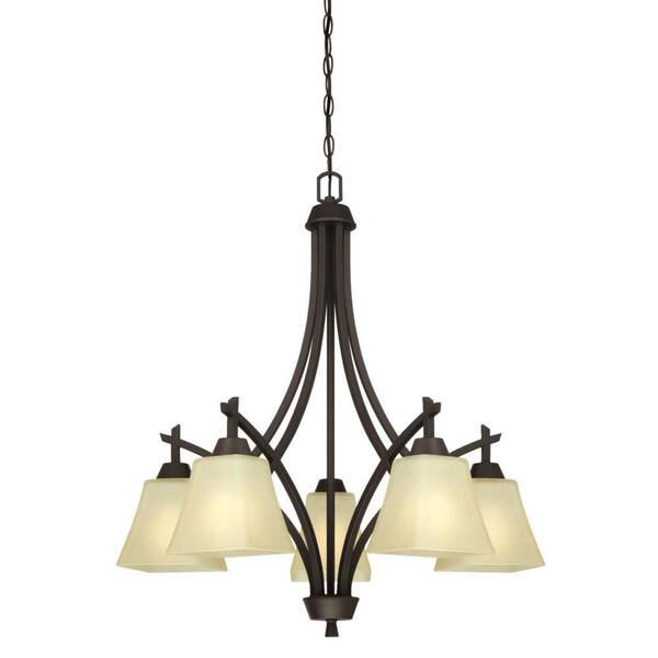 Westinghouse Midori 5-Light Oil Rubbed Bronze Chandelier with Amber Linen Glass Shades