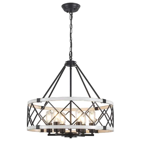 ZJVAIVE 8-Light Gold Candlestick Hanging Linear Chandelier Lighting Cage Ceiling Light for Kitchen Island