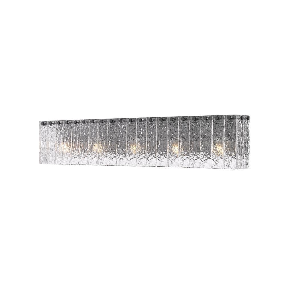 Glacier 36.75 in. 5 Light Matte Black Vanity Light with Clear Glass Shades