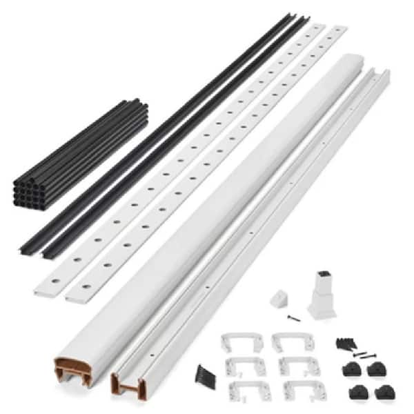 Transcend 8 ft. x 36 in. Classic White Composite Horizontal Deck Rail Kit with Black Round Aluminum Balusters