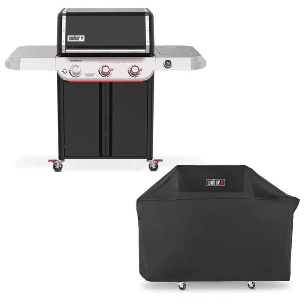 Genesis Smart EX-325W 3-Burner Liquid Propane Gas Grill in Black with Wi-Fi Enabled Digital Thermometer with Grill Cover
