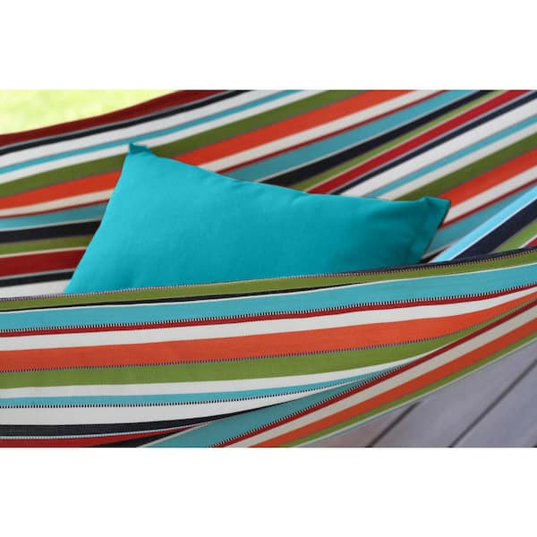 Polyester True Turquoise Solid Lumbar Outdoor Throw Pillow